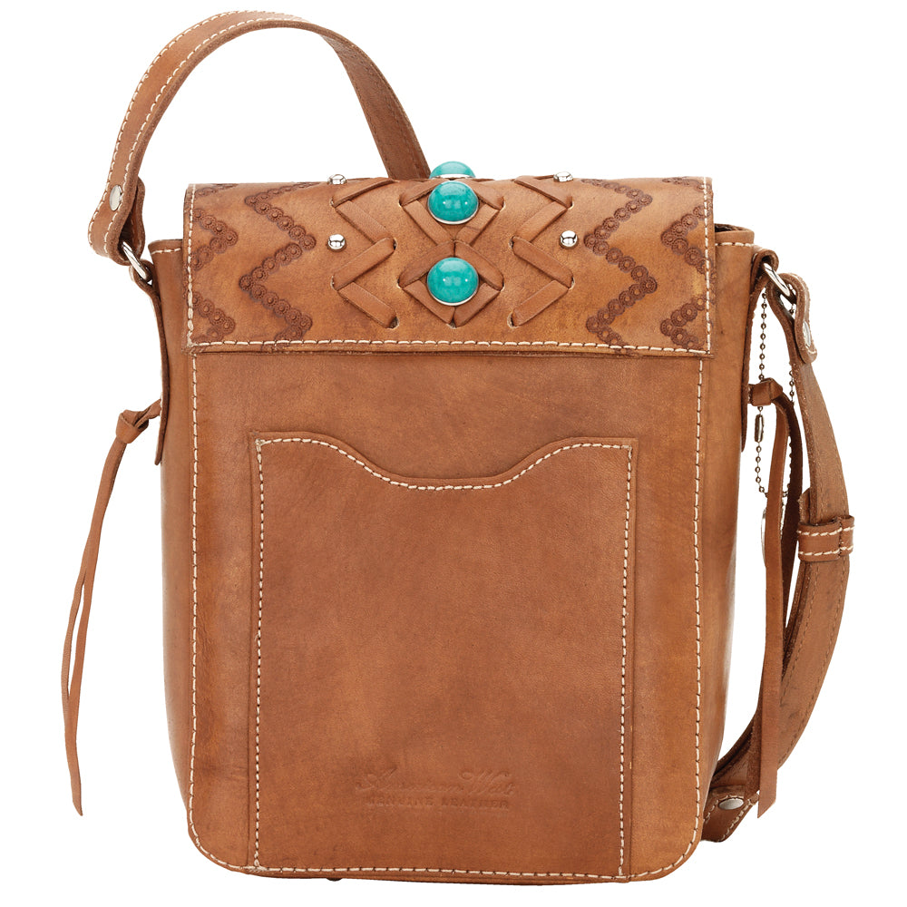 Golden Tan Leather Crossbody Flap Bag (3915241)