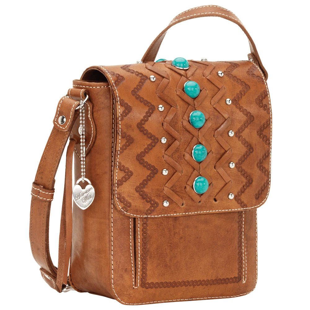 Golden Tan Leather Crossbody Flap Bag (3915241)