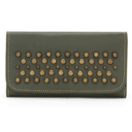 Olive Green Leather Ladies Tri-Fold Wallet (4111282)