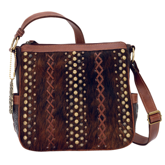 Brindle and Chocolate Leather Cross Body Bag (4145774)