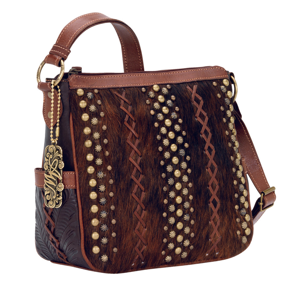 Brindle and Chocolate Leather Cross Body Bag (4145774)