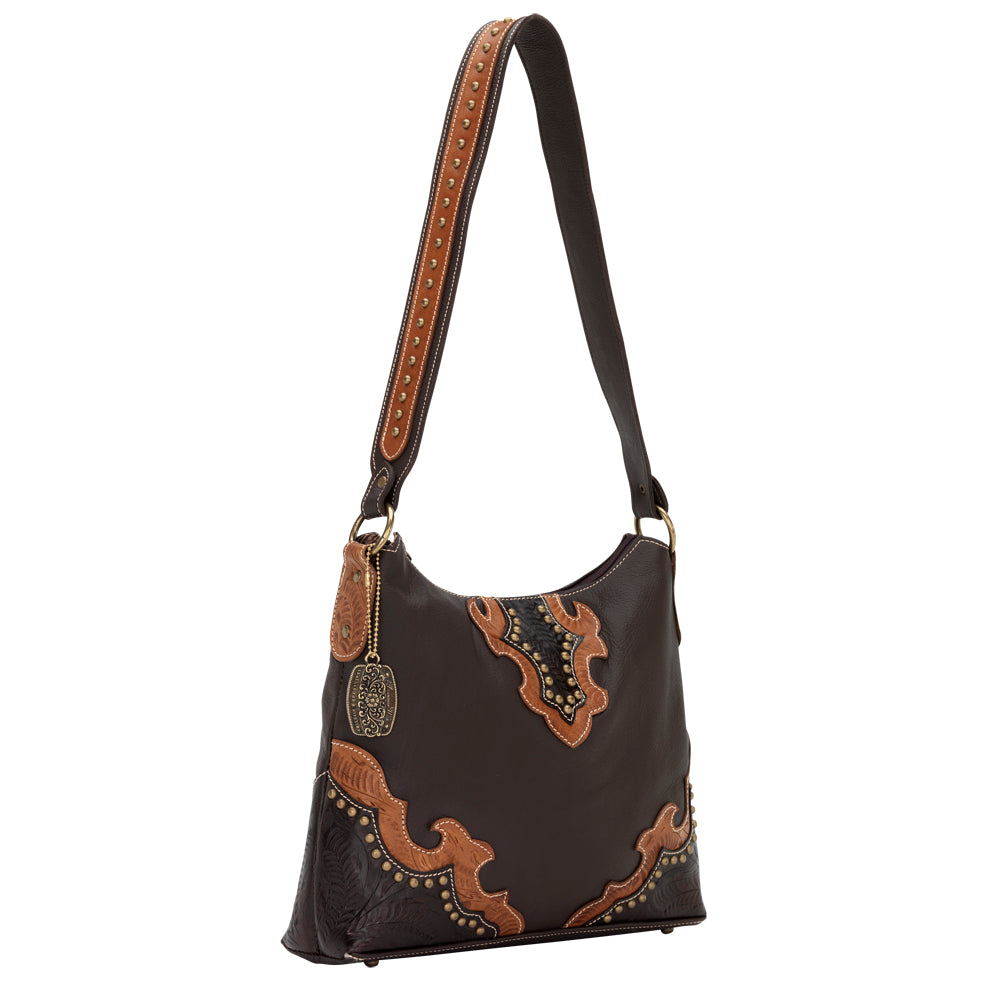 Light and Dark Chocolate Leather Structured Hobo (5815279)