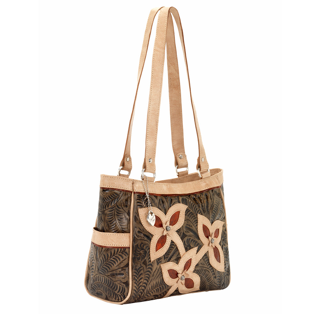 Distressed Charcoal Brown Leather Tote (6183769)