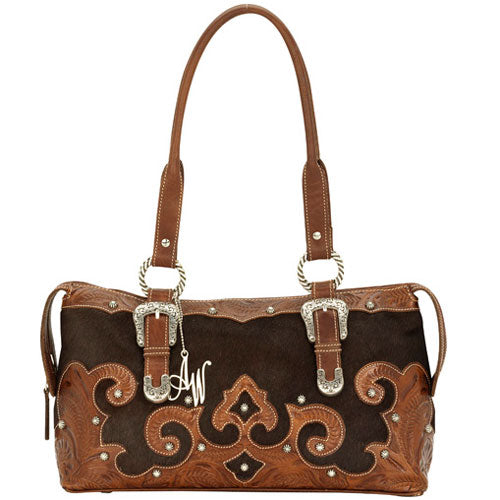 Brown Cowhide Leather East West Tote (8540651)