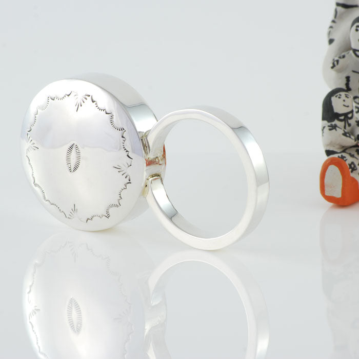 Sterling Silver Round Baby Rattle (BABY004)