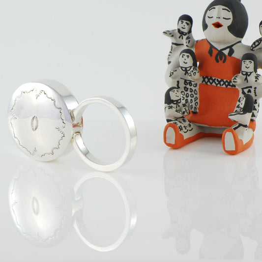 Sterling Silver Round Baby Rattle (BABY004)