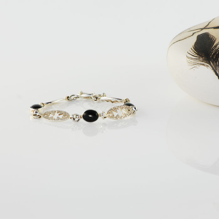 Sterling Silver and Black Onyx Bracelet (BRT112)