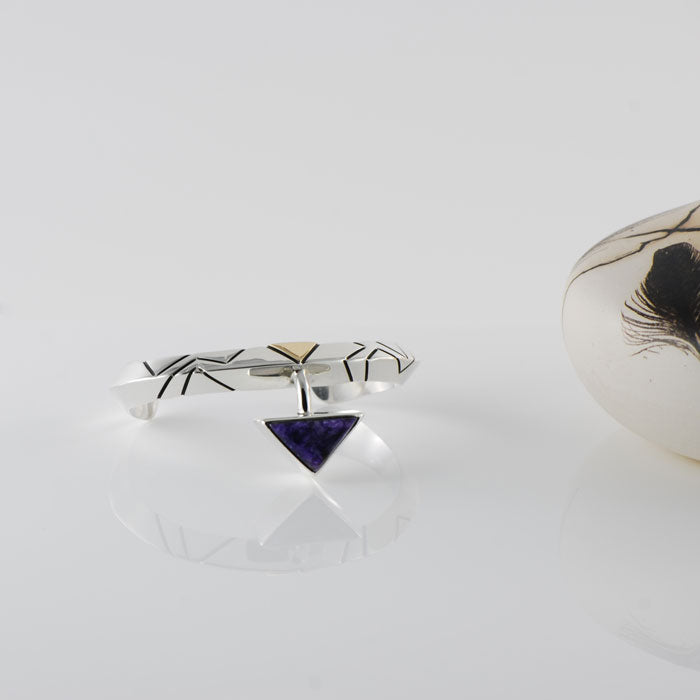 Sterling Silver, Gold and Charoite Bracelet (BRT115)
