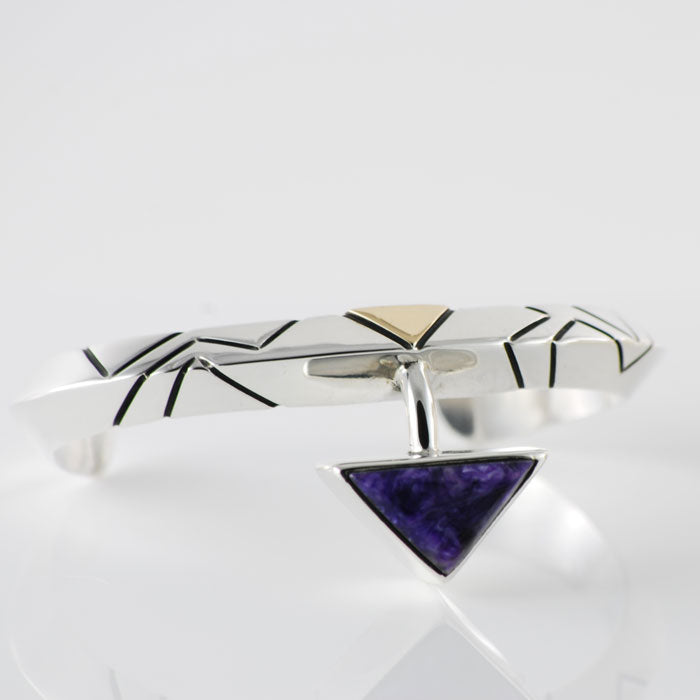 Sterling Silver, Gold and Charoite Bracelet (BRT115)