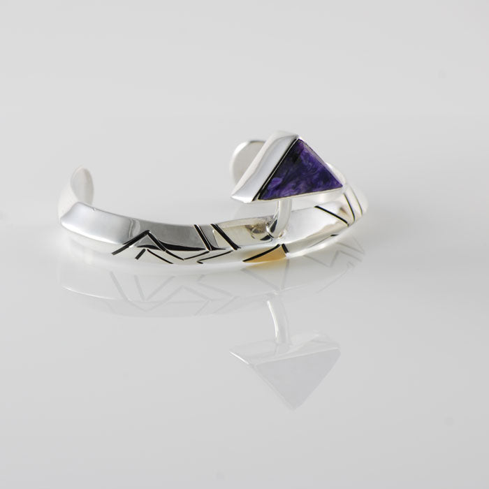 Sterling Silver, Gold and Charoite Bracelet (BRT115)