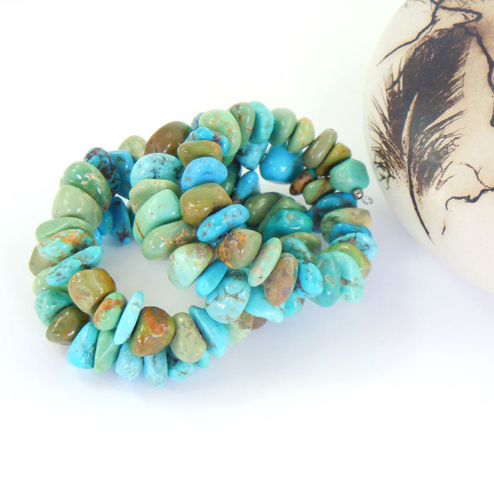 Turquoise Nugget Coil Bracelet (BRT119)