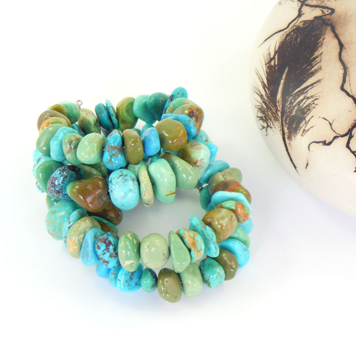 Turquoise Nugget Coil Bracelet (BRT119)