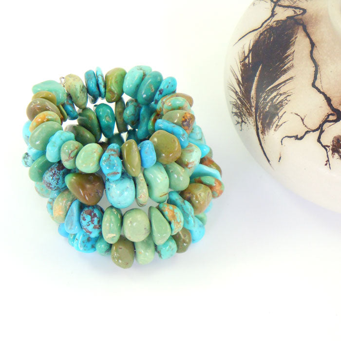 Turquoise Nugget Coil Bracelet (BRT119)