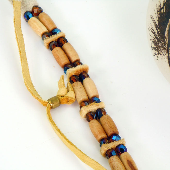 Aurora Borealis Glass and Buffalo Bone Bracelet (BRT138)