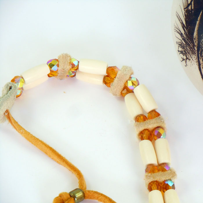 Aurora Borealis Glass and Buffalo Bone Bracelet (BRT138)
