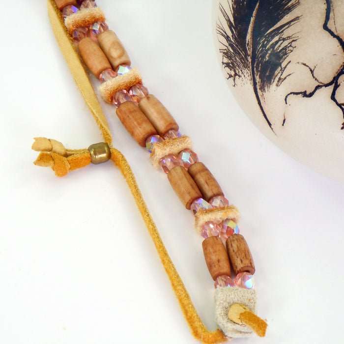 Aurora Borealis Glass and Buffalo Bone Bracelet (BRT138)