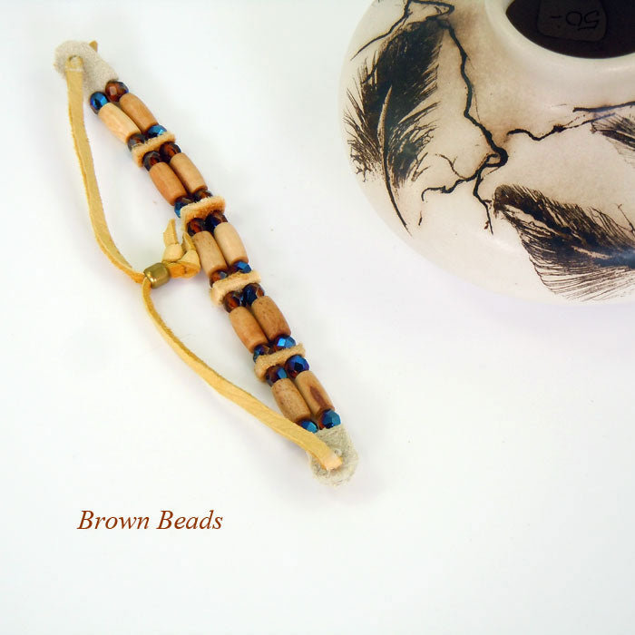 Aurora Borealis Glass and Buffalo Bone Bracelet (BRT138)