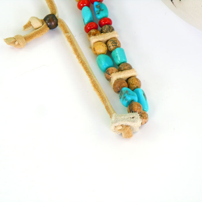 Turquoise, Picture Jasper and Coral Bracelet (BRT139)