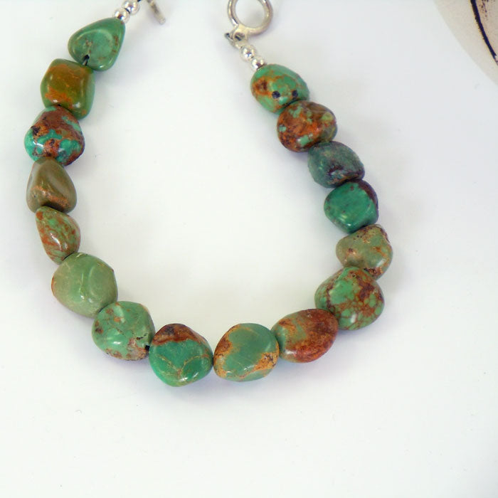 Green Nevada Turquoise Nugget Bracelet (BRT146)