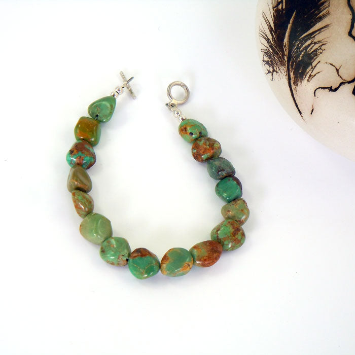 Green Nevada Turquoise Nugget Bracelet (BRT146)
