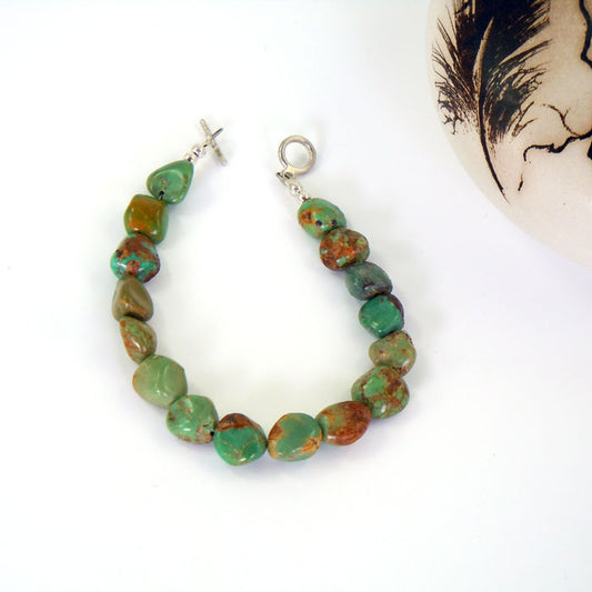 Green Nevada Turquoise Nugget Bracelet (BRT146)