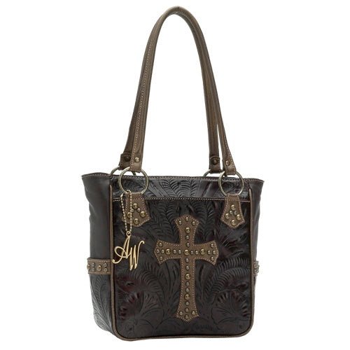 Brown and Gold Leather Tote (CRBG324)