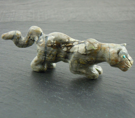 Zuni Mountain Lion Carving By Clive Hustito (FET518)