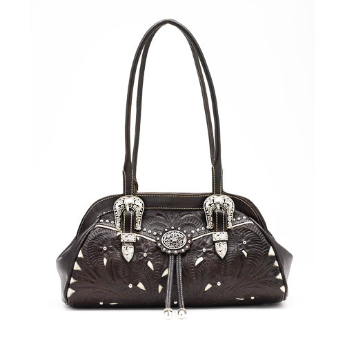 Chocolate Leather Satchel Handbag (LCBC830)