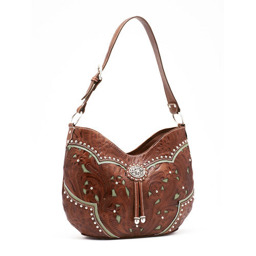 Tan Leather Scoop Tote (LCBT591)