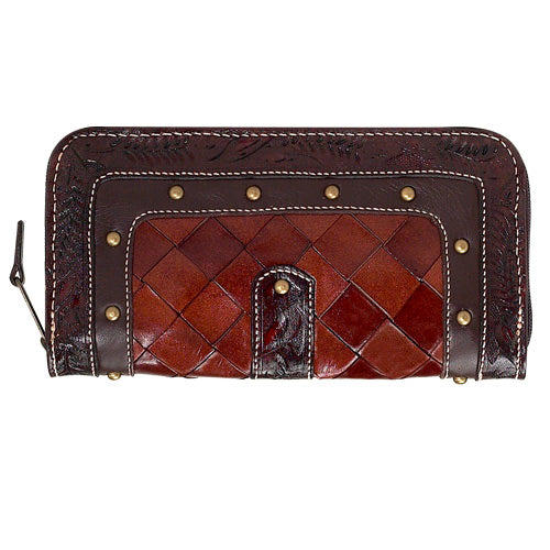 Brown Panelled Leather Purse (LODG382)