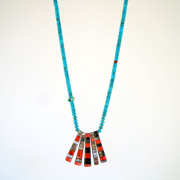 Turquoise Necklace with Mosaic Inlay Pendants (NCK311)