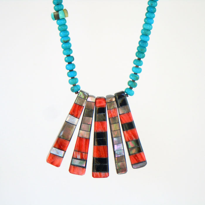 Turquoise Necklace with Mosaic Inlay Pendants (NCK311)