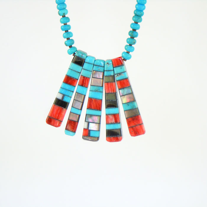 Turquoise Necklace with Mosaic Inlay Pendants (NCK311)