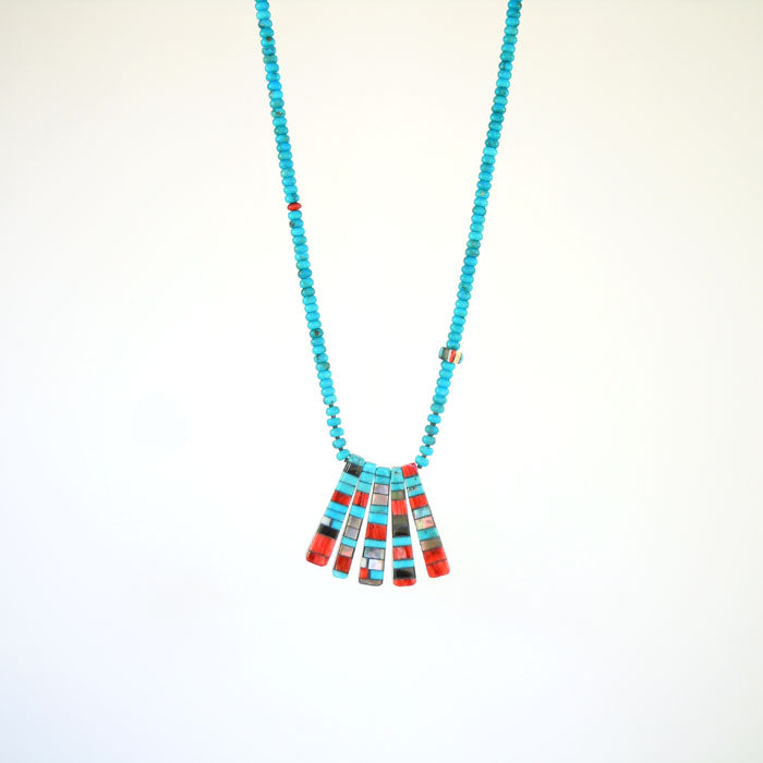 Turquoise Necklace with Mosaic Inlay Pendants (NCK311)