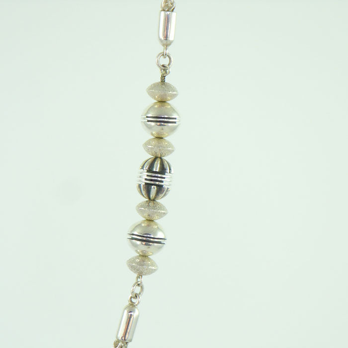 Sterling Silver Roman Chain and Bead Necklace (NCK319)