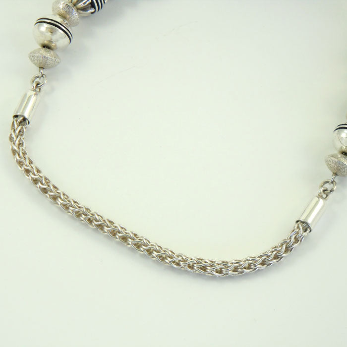 Sterling Silver Roman Chain and Bead Necklace (NCK319)