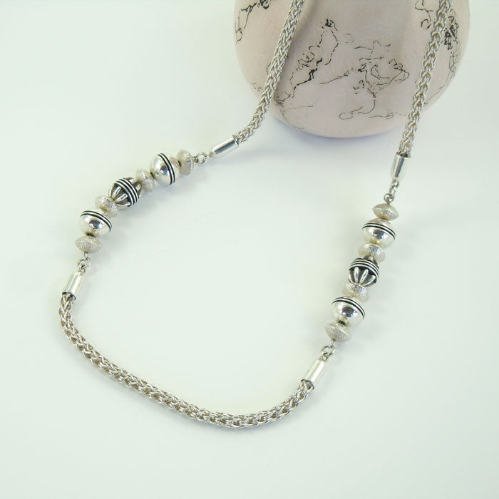 Sterling Silver Roman Chain and Bead Necklace (NCK319)