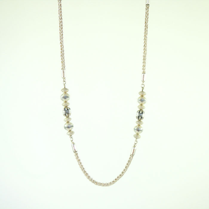 Sterling Silver Roman Chain and Bead Necklace (NCK319)