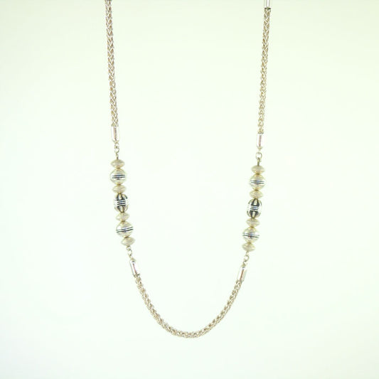 Sterling Silver Roman Chain and Bead Necklace (NCK319)