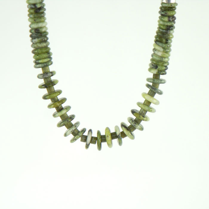 Serpentine Necklace with Sterling Silver Drums (NCK320)