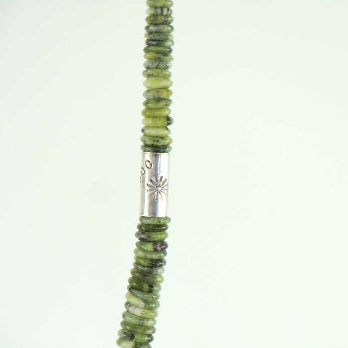 Serpentine Necklace with Sterling Silver Drums (NCK320)