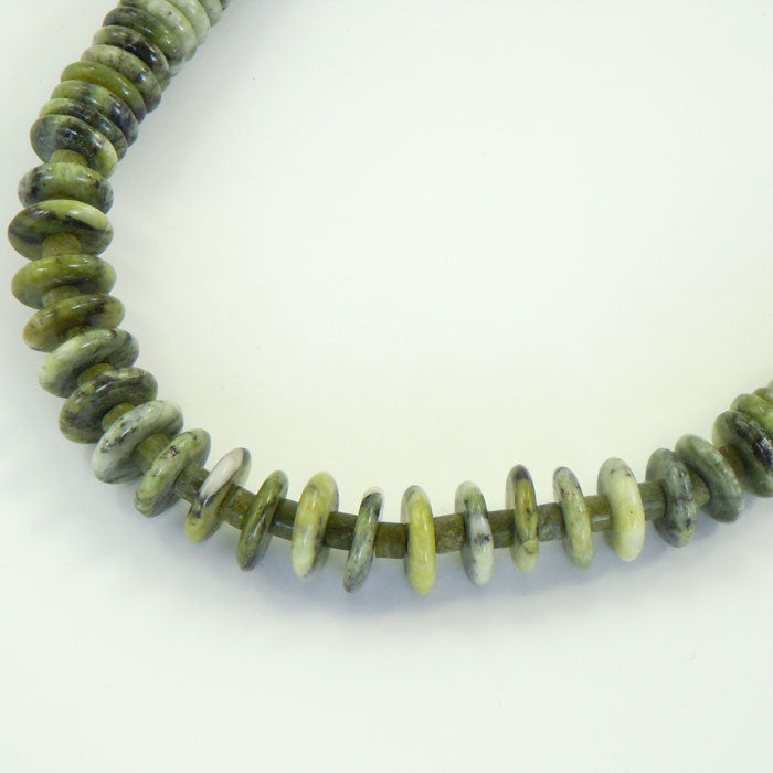Serpentine Necklace with Sterling Silver Drums (NCK320)