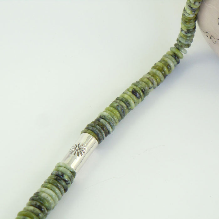 Serpentine Necklace with Sterling Silver Drums (NCK320)