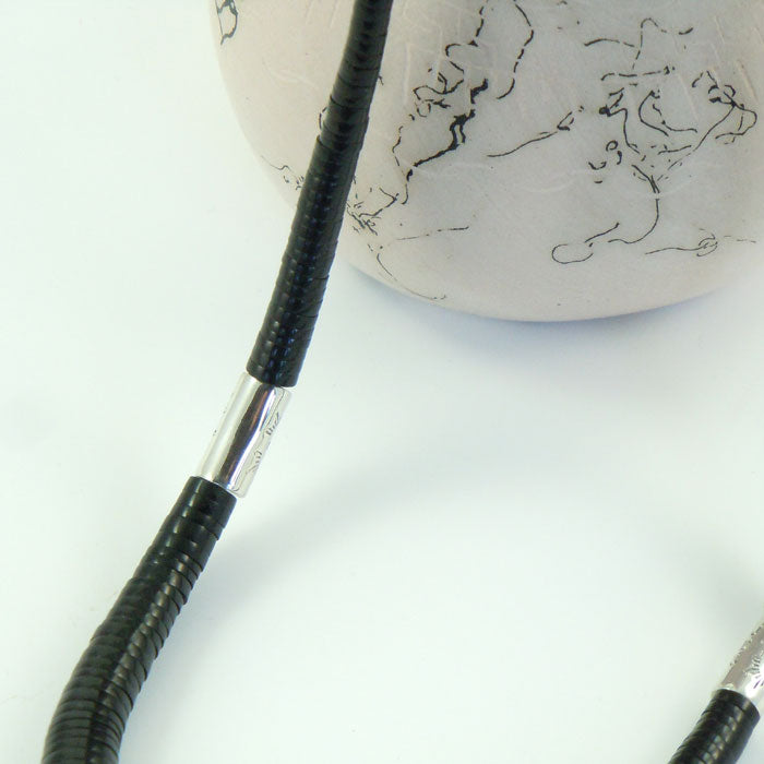 Jet Necklace with Sterling Silver Drums (NCK323)
