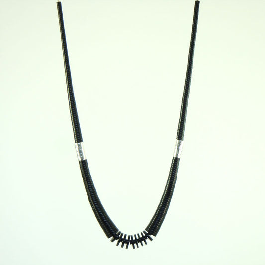 Jet Necklace with Sterling Silver Drums (NCK323)