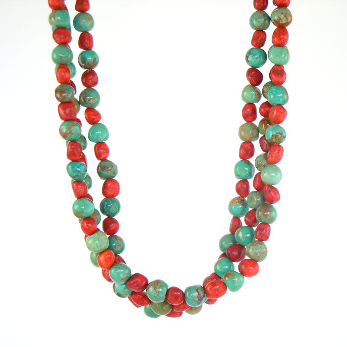 Nevada Turquoise and Apple Coral Necklace (NCK325)
