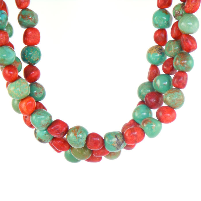 Nevada Turquoise and Apple Coral Necklace (NCK325)