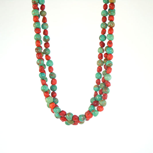 Nevada Turquoise and Apple Coral Necklace (NCK325)
