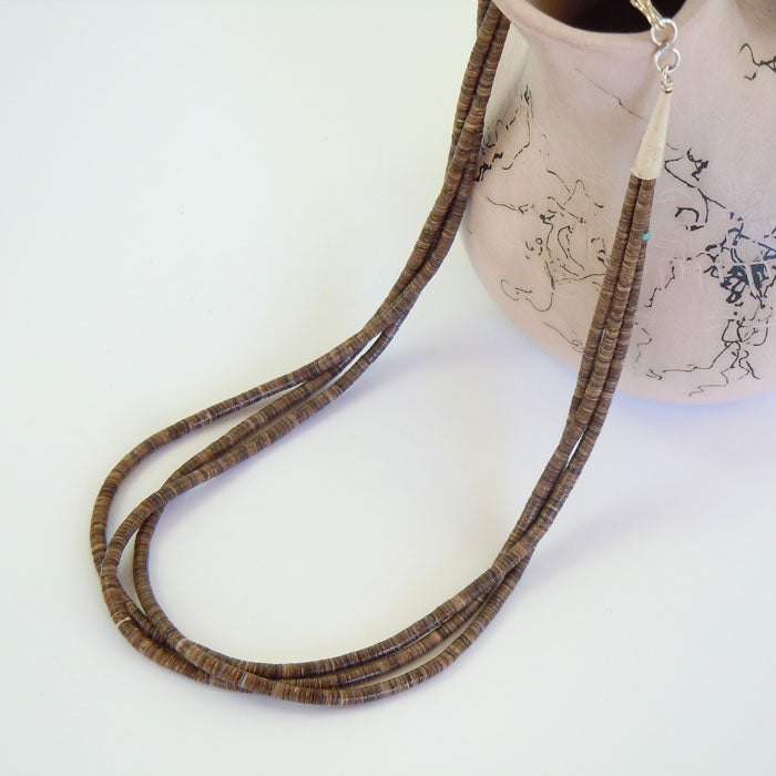 Olive Shell Heishi Necklace (NCK329)