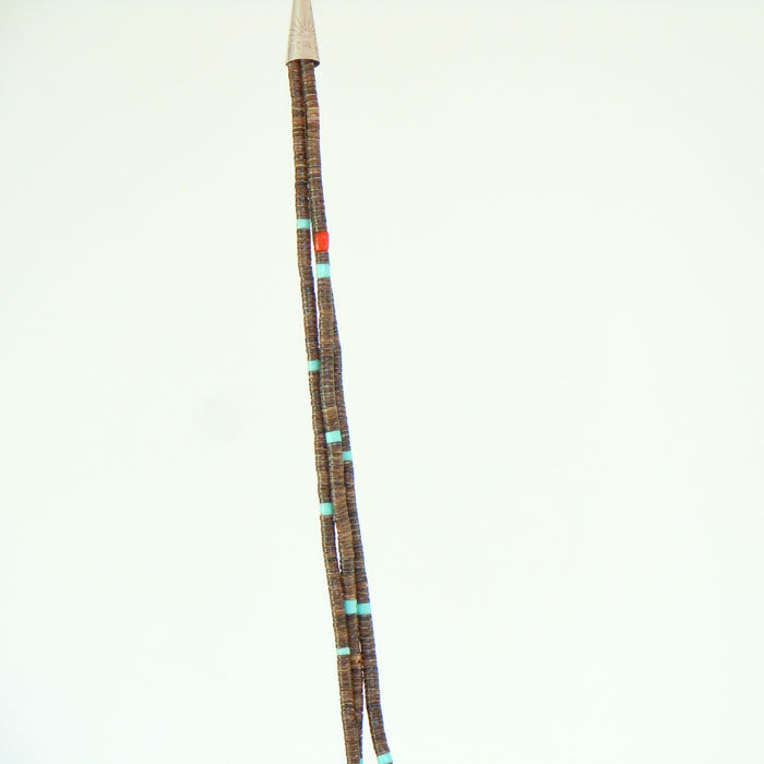 Olive Shell and Kingman Turquoise Heishi Necklace (NCK331)